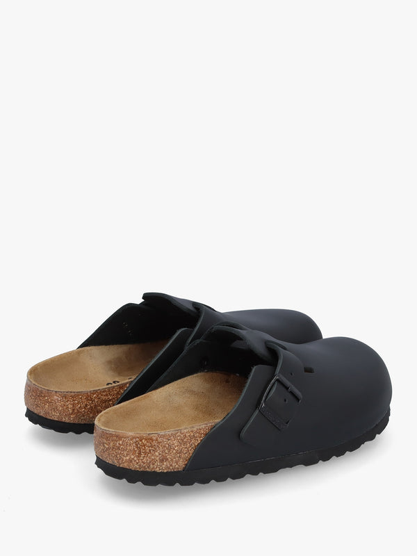 Boston Black Natural Leather Clogs
