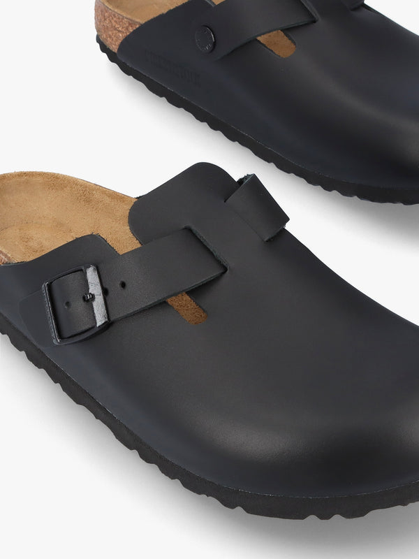 Boston Black Natural Leather Clogs