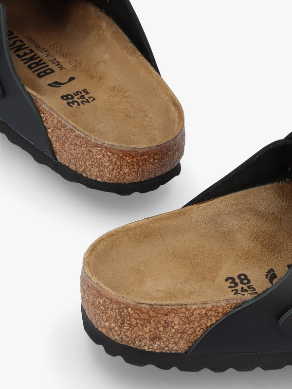 Boston Black Natural Leather Clogs