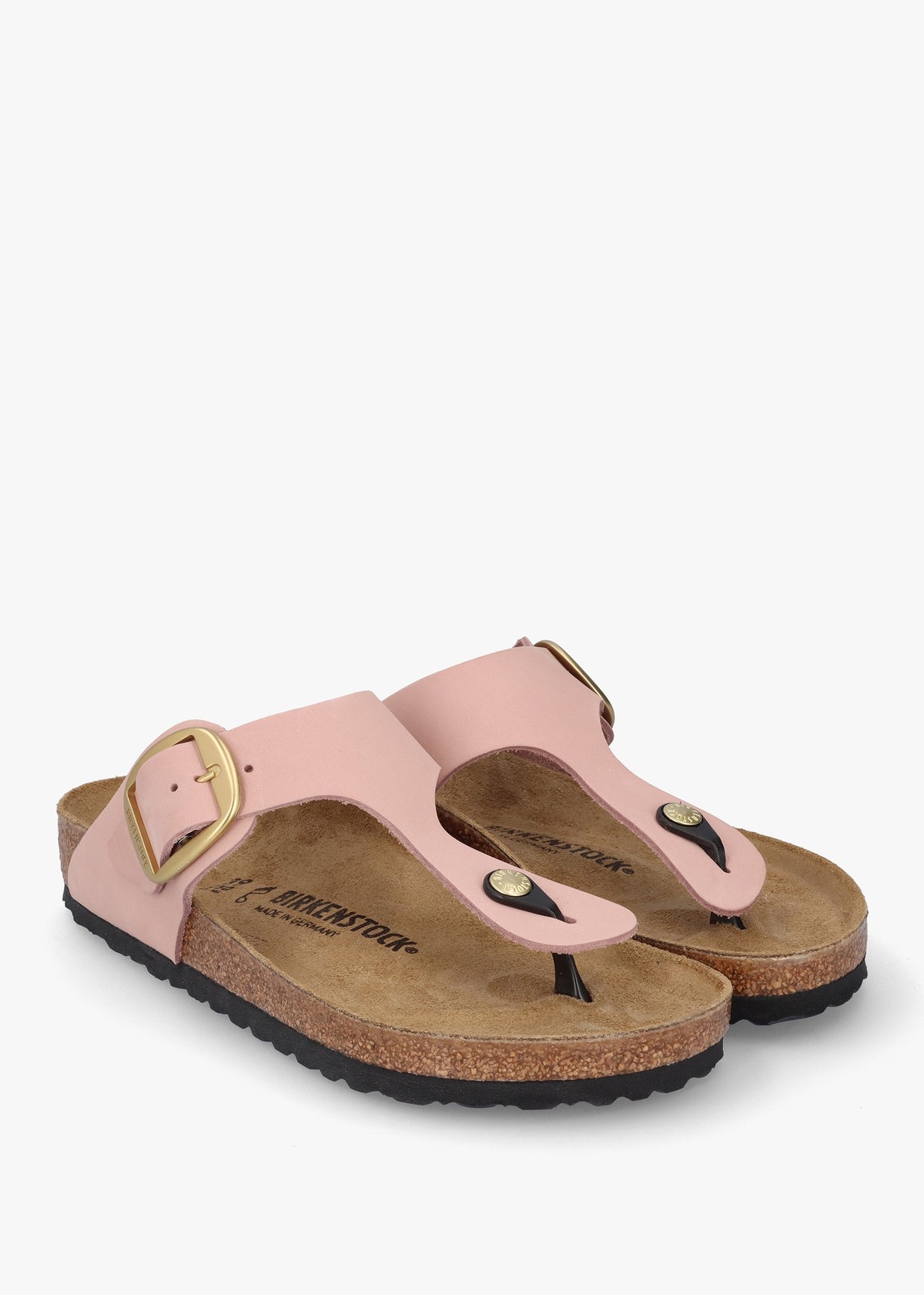 Gizeh Big Buckle Soft Pink Nubuck Leather Toe Post Sandals