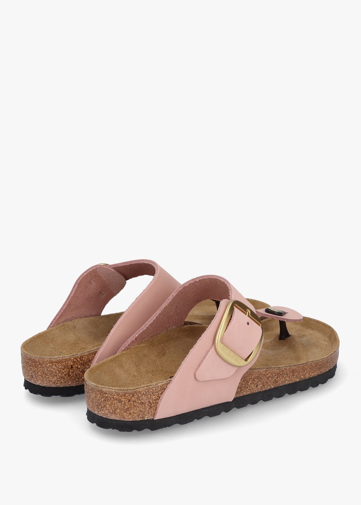 Gizeh Big Buckle Soft Pink Nubuck Leather Toe Post Sandals