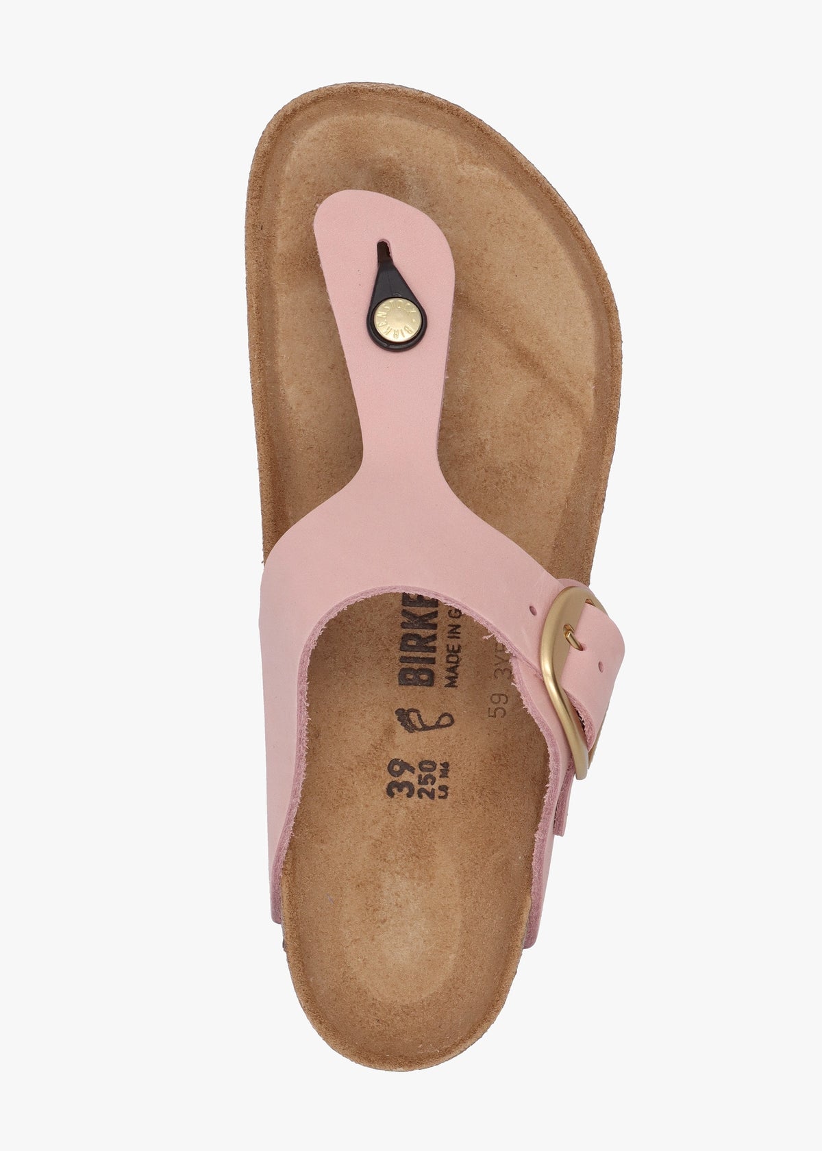 Gizeh Big Buckle Soft Pink Nubuck Leather Toe Post Sandals