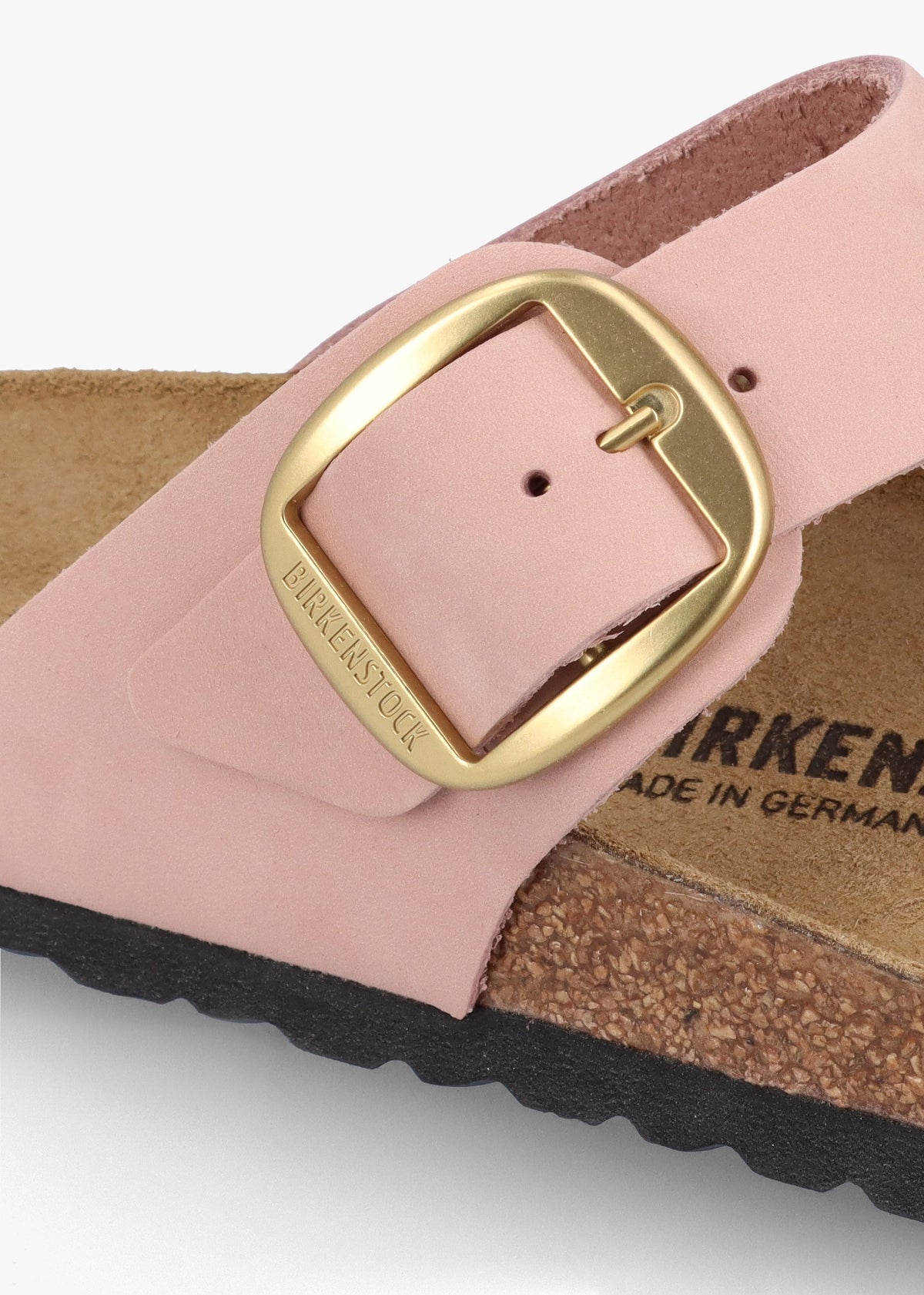 Gizeh Big Buckle Soft Pink Nubuck Leather Toe Post Sandals