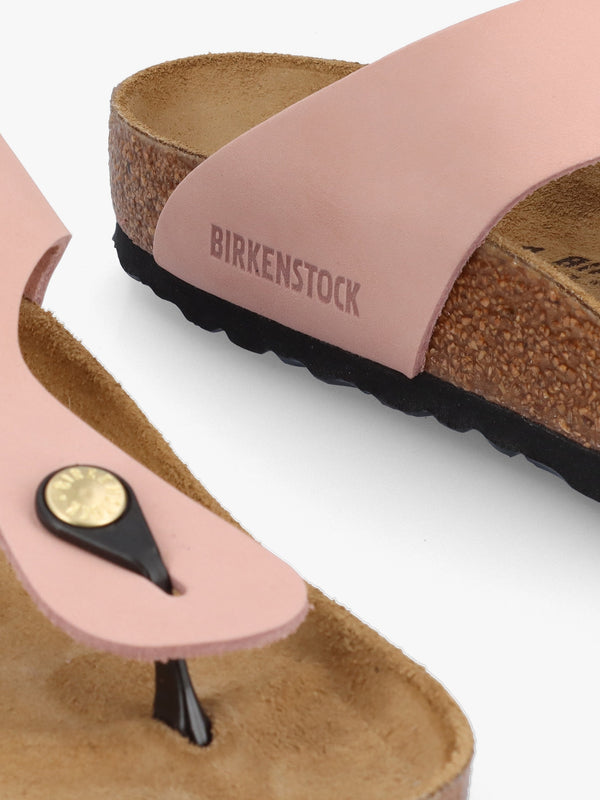 Gizeh Big Buckle Soft Pink Nubuck Leather Toe Post Sandals