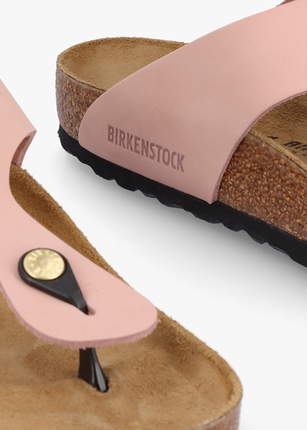 Gizeh Big Buckle Soft Pink Nubuck Leather Toe Post Sandals