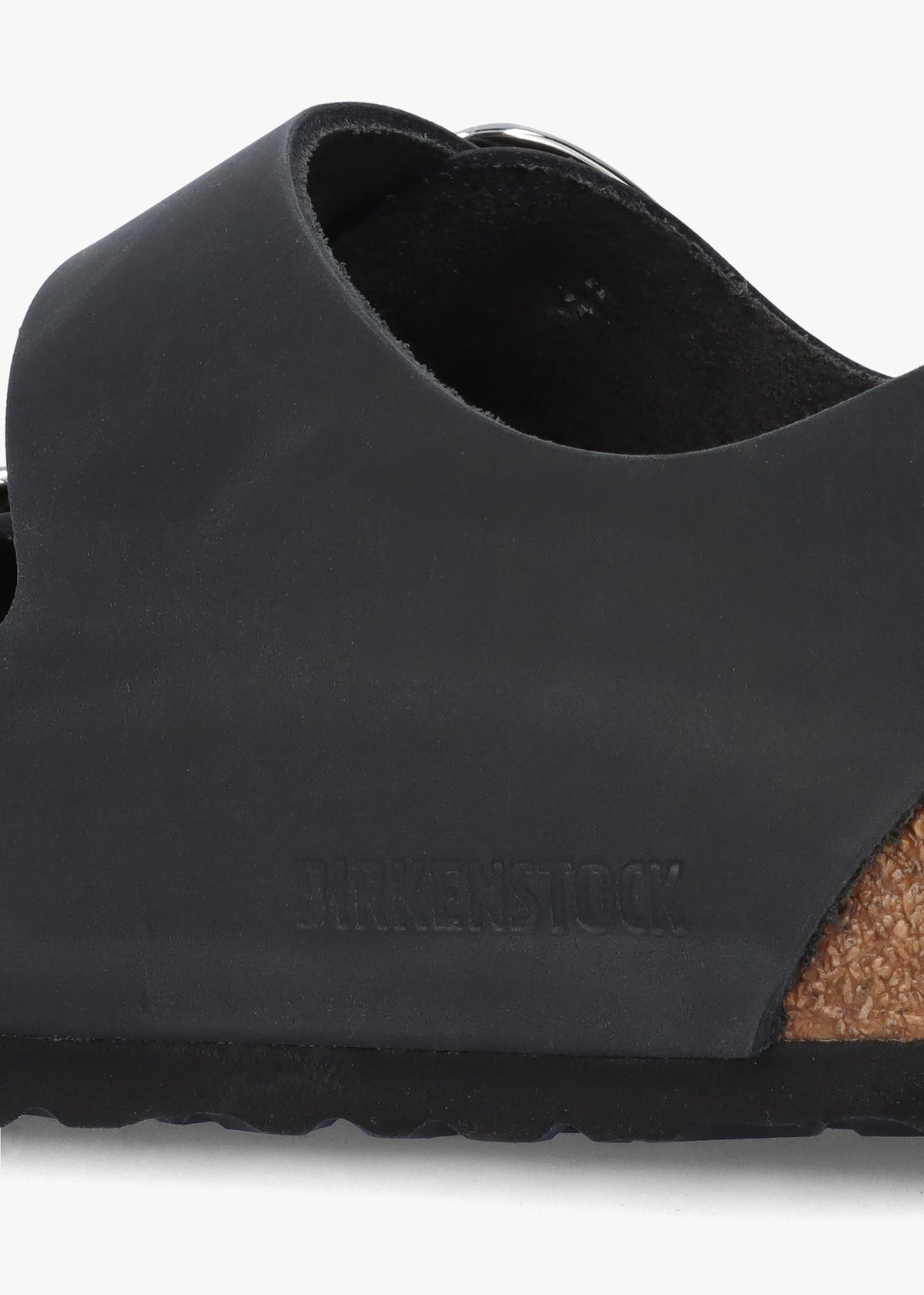 Milano Big Buckle Black Natural Oiled Leather Sandals
