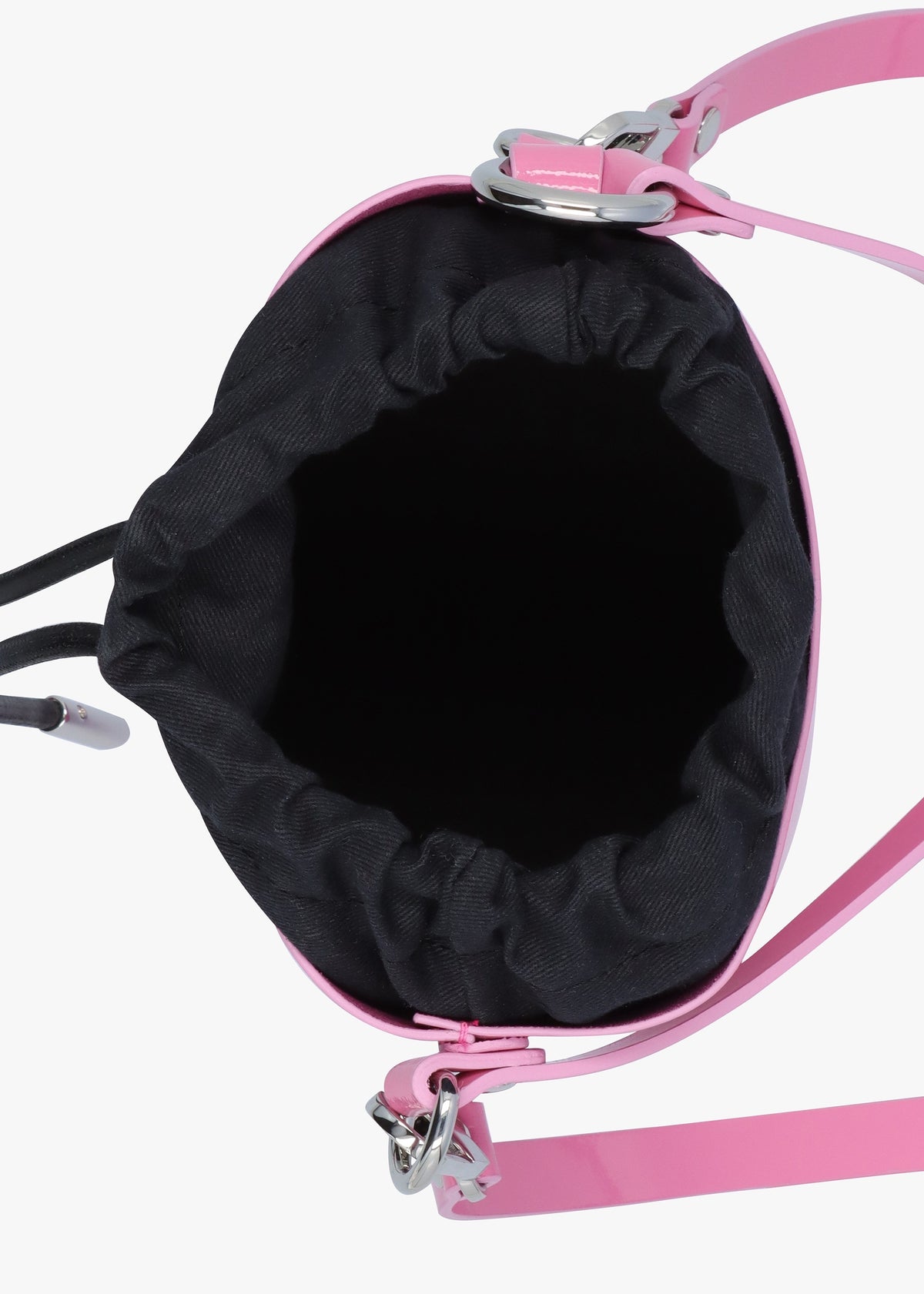 Small Daisy Pink Patent Leather Drawstring Bucket Bag