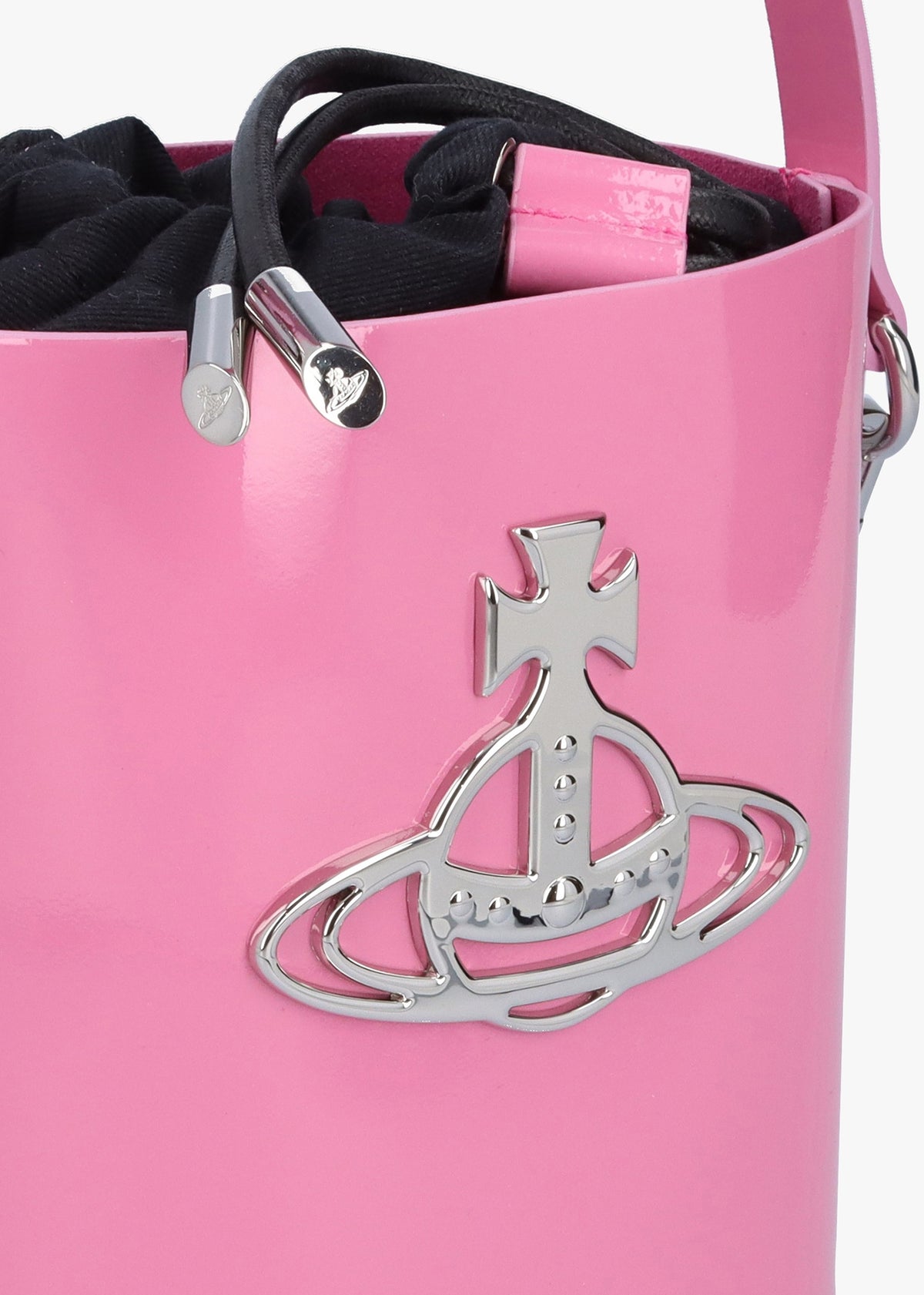 Small Daisy Pink Patent Leather Drawstring Bucket Bag
