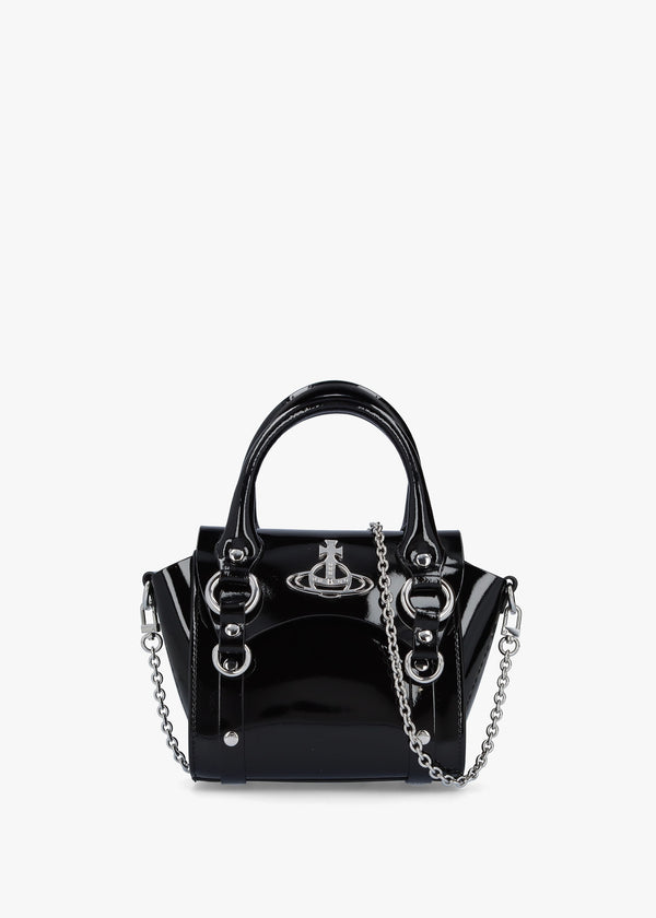 Betty Mini Black Shiny Patent Leather Tote Bag