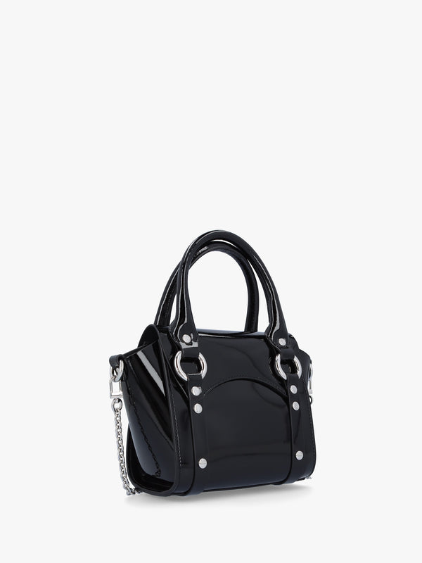 Betty Mini Black Shiny Patent Leather Tote Bag