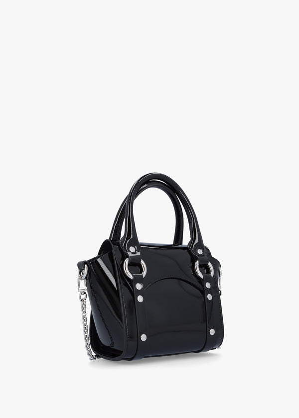 Betty Mini Black Shiny Patent Leather Tote Bag