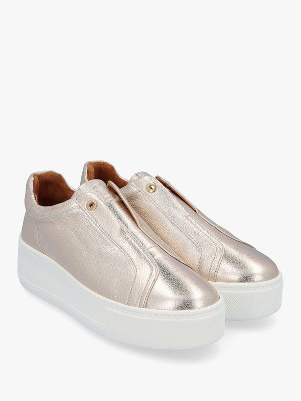 Auben Gold Leather Flatform Trainers