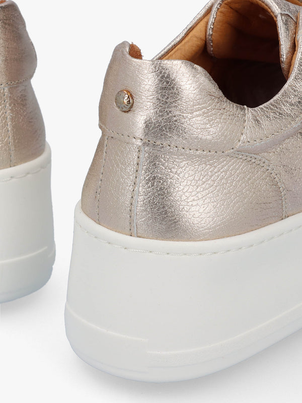 Auben Gold Leather Flatform Trainers