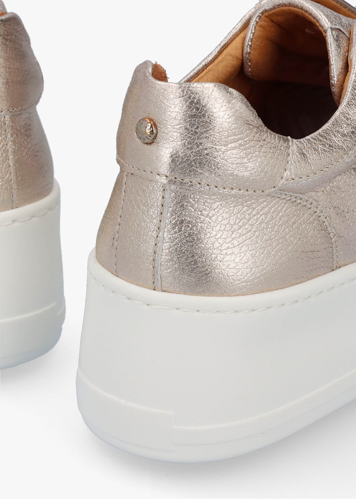 Auben Gold Leather Flatform Trainers