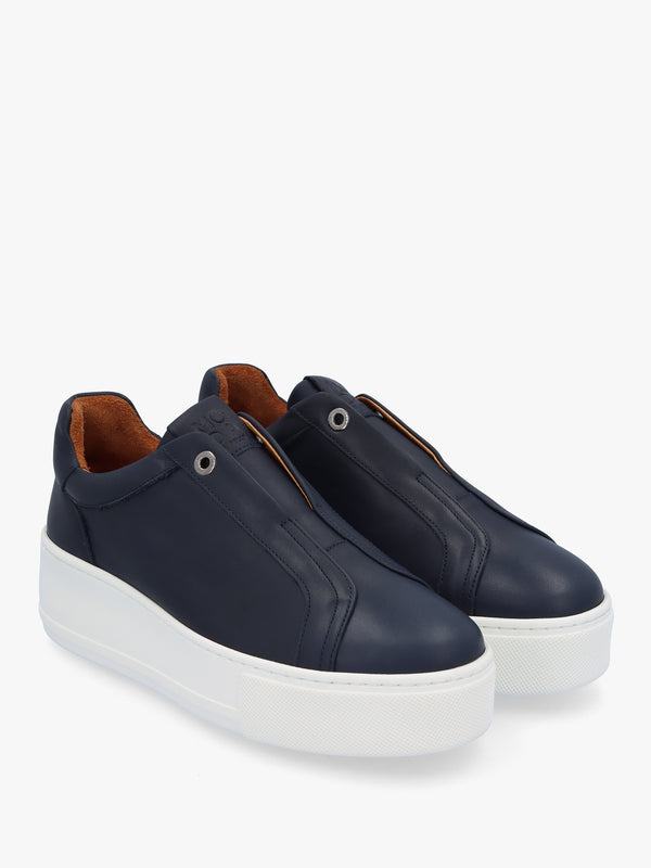 Auben Navy Leather Flatform Trainers