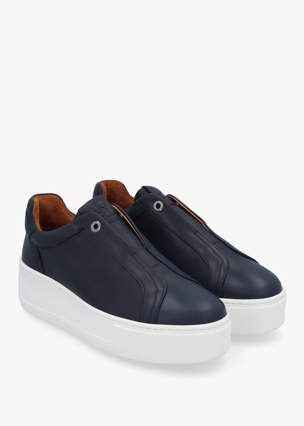 Auben Navy Leather Flatform Trainers