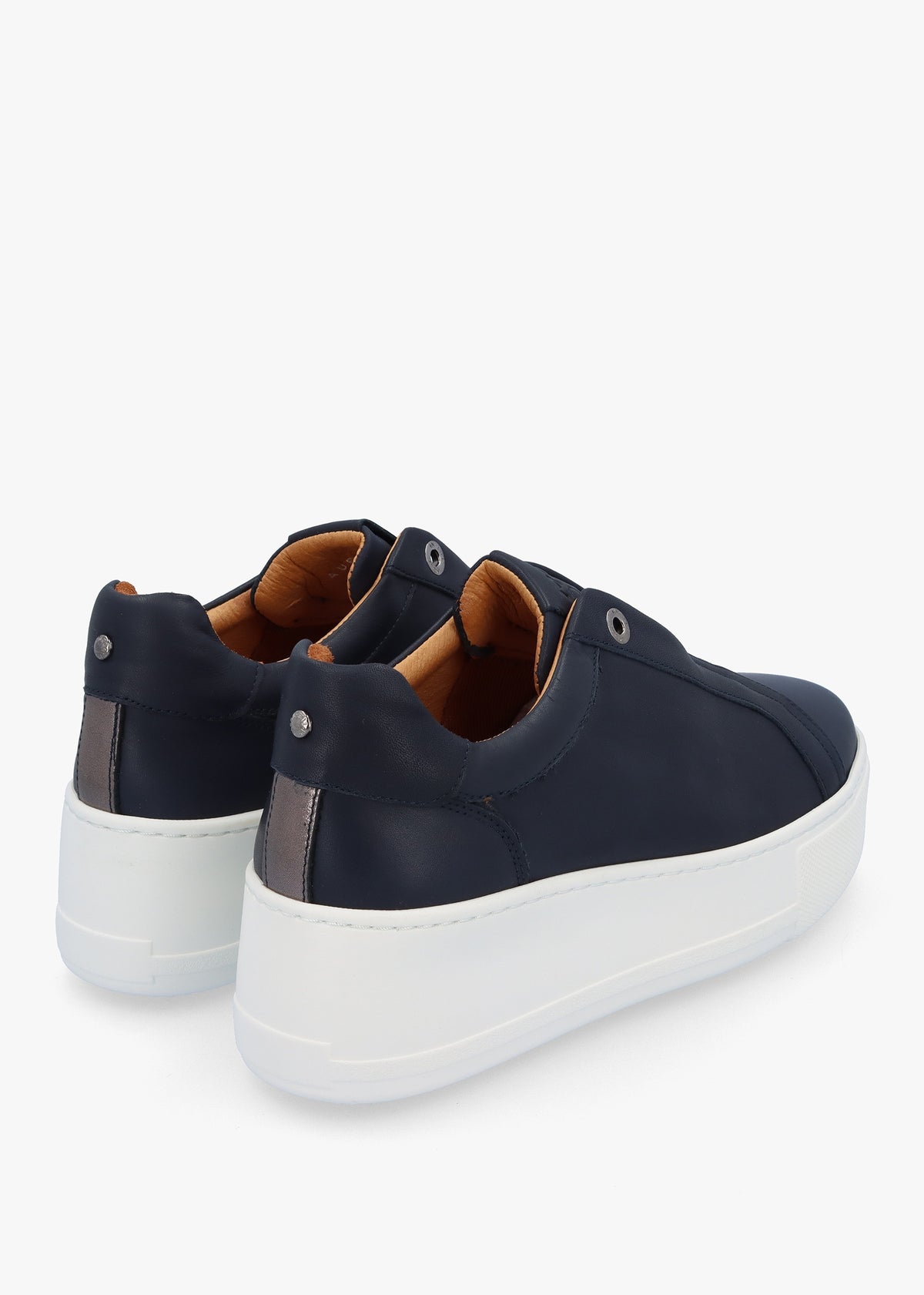Auben Navy Leather Flatform Trainers