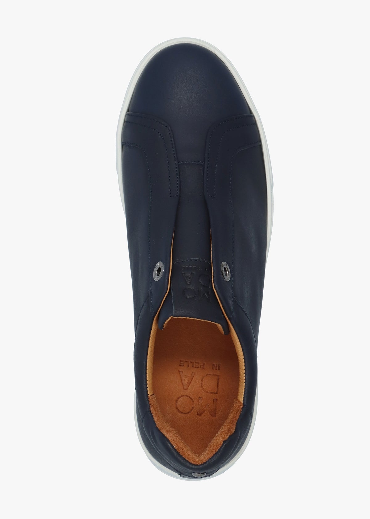 Auben Navy Leather Flatform Trainers