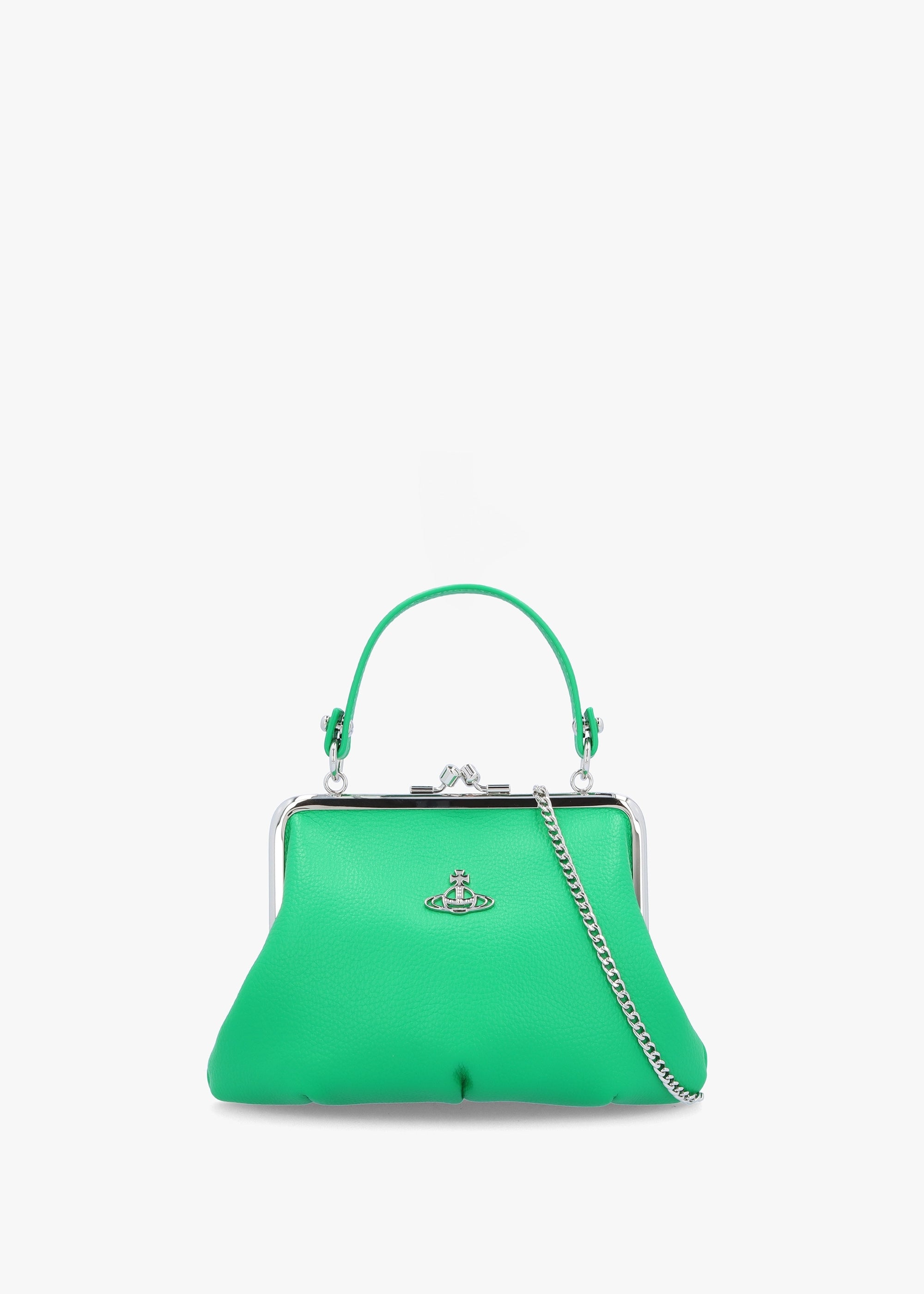 Vivienne Westwood Vegan Granny Frame Bright Green Purse On A Chain