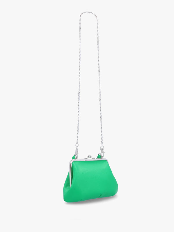 Vegan Granny Frame Bright Green Purse On A Chain