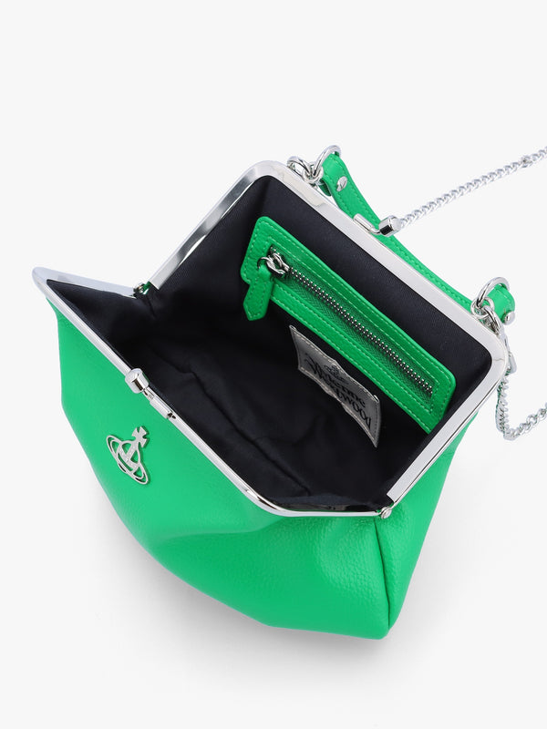 Vegan Granny Frame Bright Green Purse On A Chain