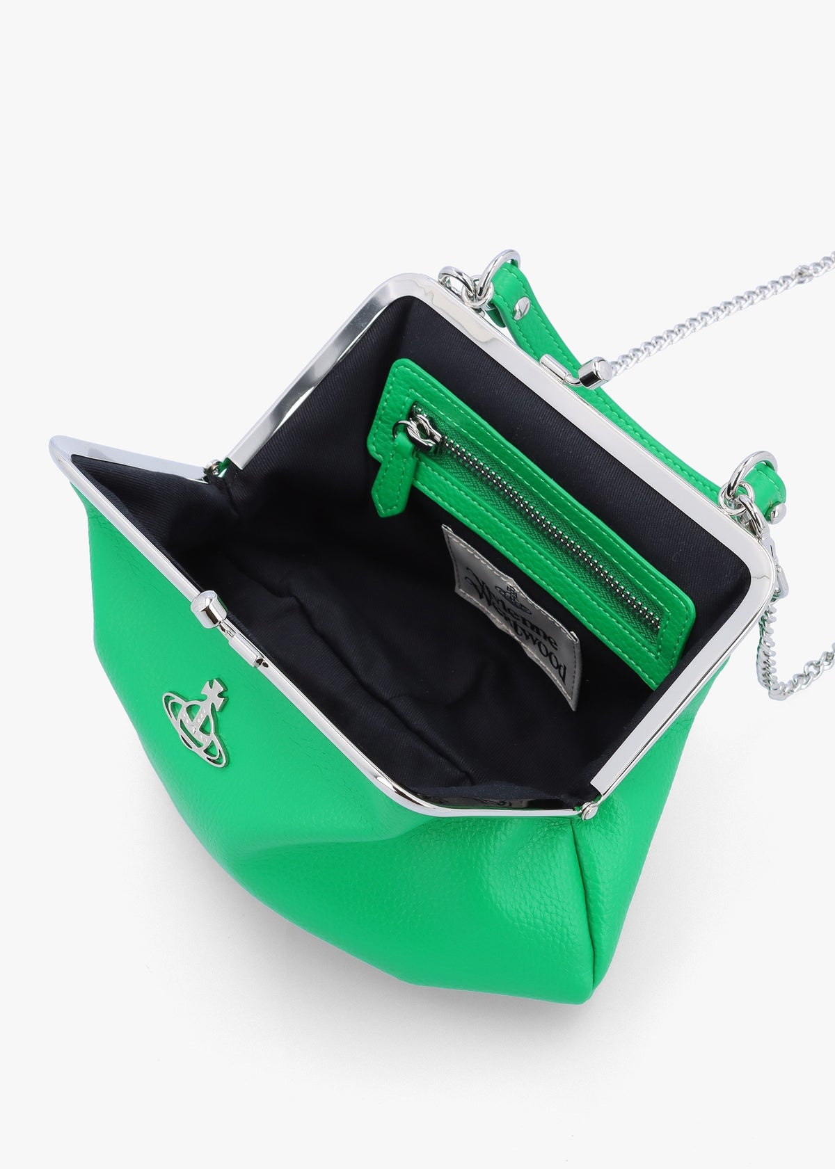 Vegan Granny Frame Bright Green Purse On A Chain