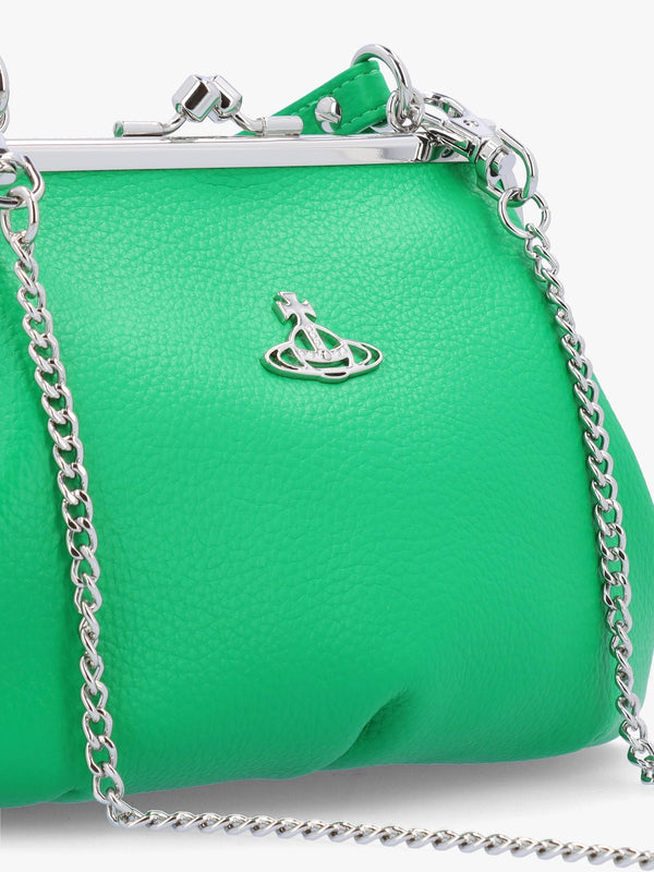 Vegan Granny Frame Bright Green Purse On A Chain