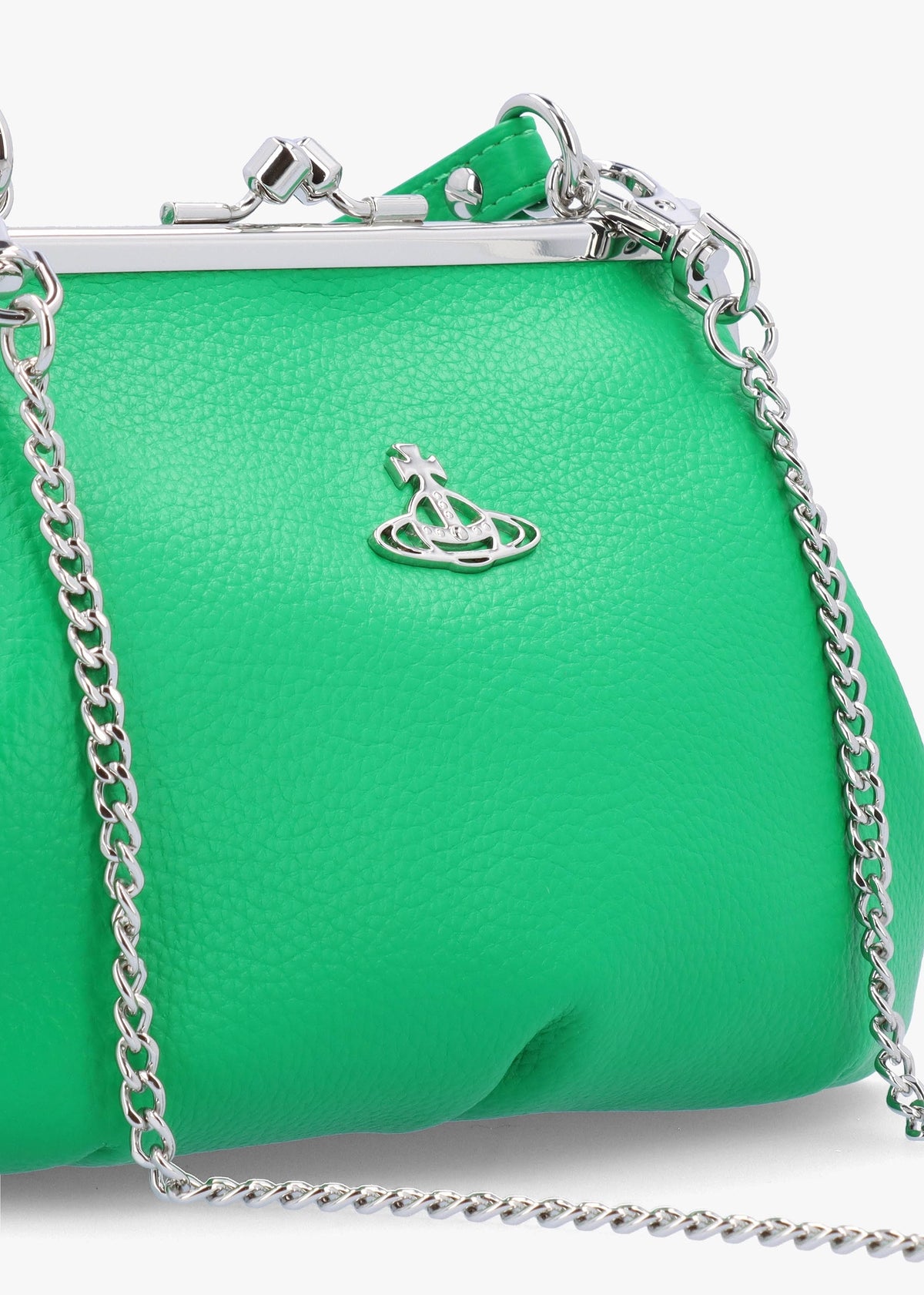 Vegan Granny Frame Bright Green Purse On A Chain