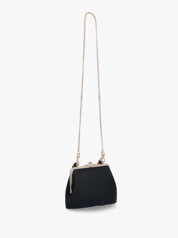 Granny Frame Black Biogreen Saffiano Purse On A Chain