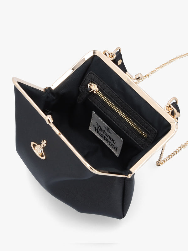 Granny Frame Black Biogreen Saffiano Purse On A Chain