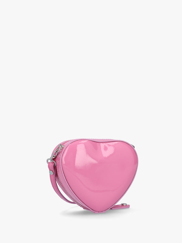 Mini Heart Pink Shiny Patent Leather Cross-Body Bag