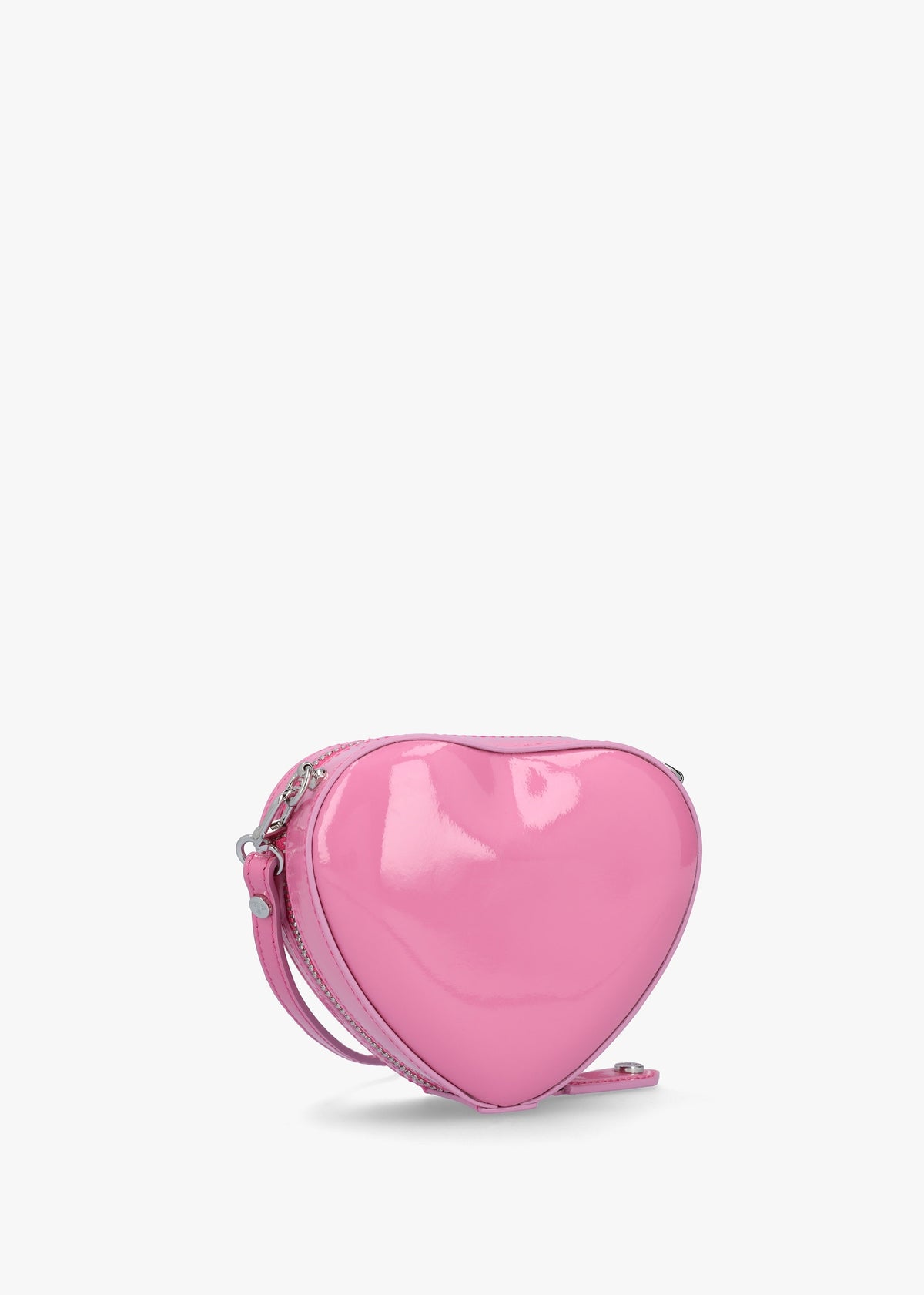 Mini Heart Pink Shiny Patent Leather Cross-Body Bag