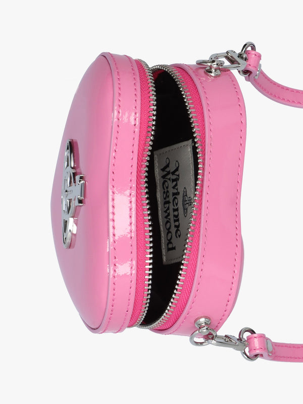 Mini Heart Pink Shiny Patent Leather Cross-Body Bag