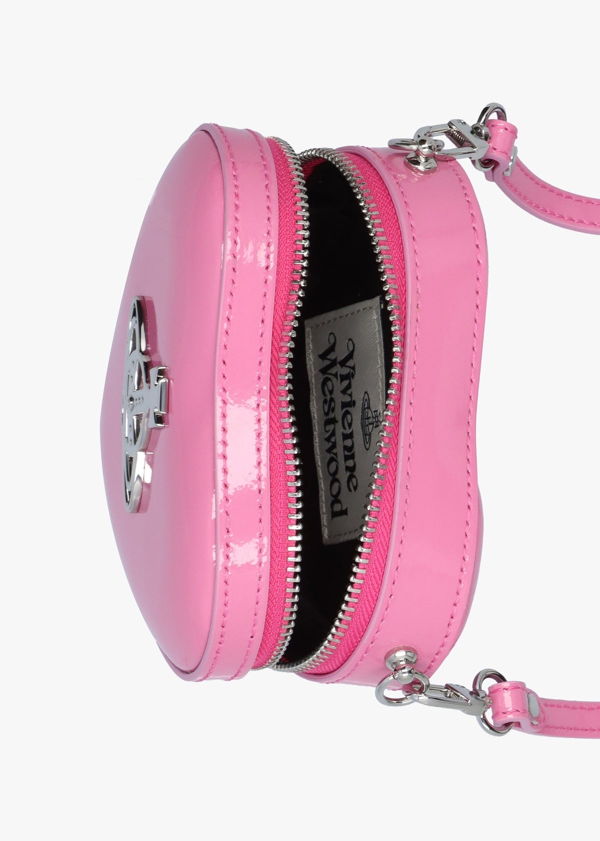 Mini Heart Pink Shiny Patent Leather Cross-Body Bag