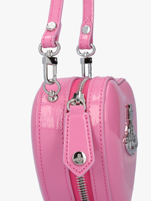 Mini Heart Pink Shiny Patent Leather Cross-Body Bag