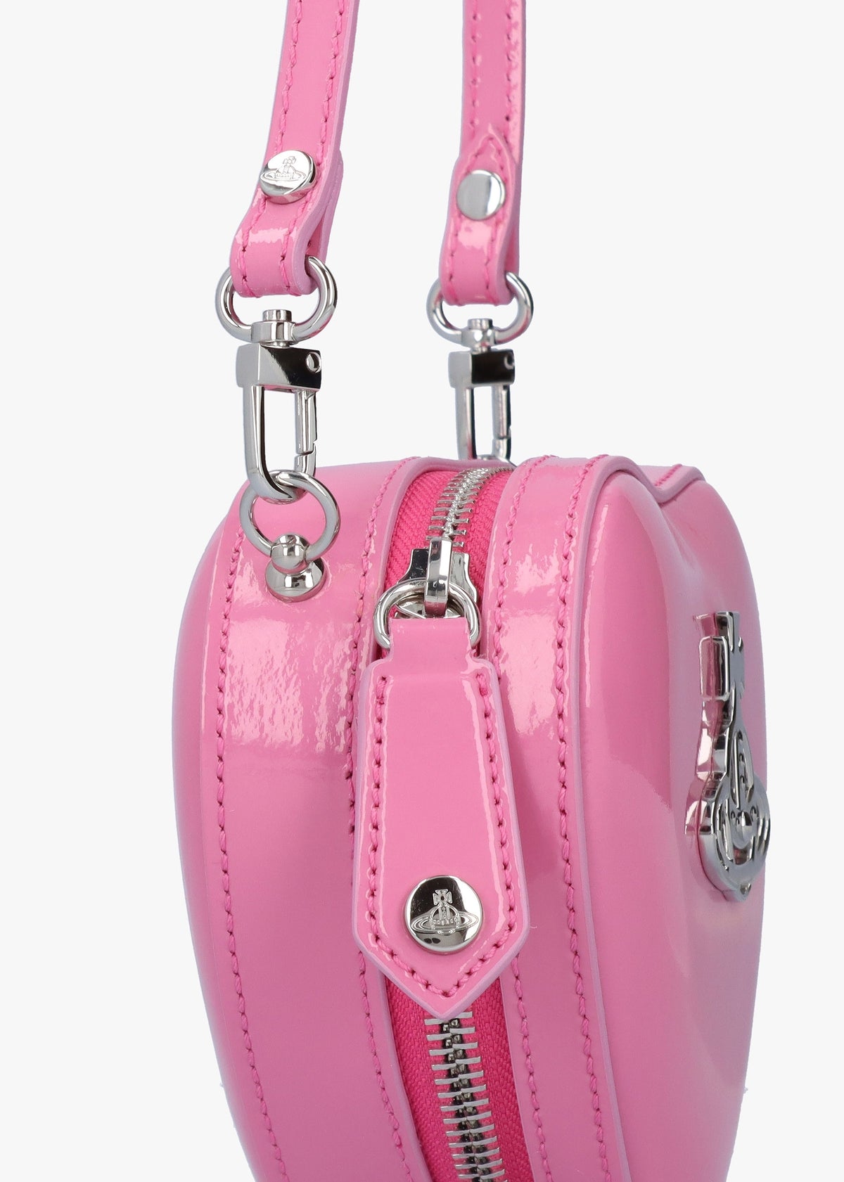 Mini Heart Pink Shiny Patent Leather Cross-Body Bag