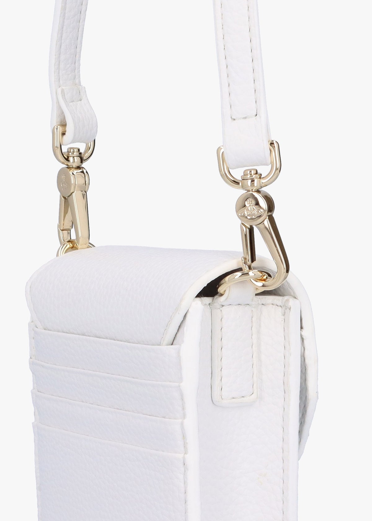 Vegan White Light Gold Phone Bag