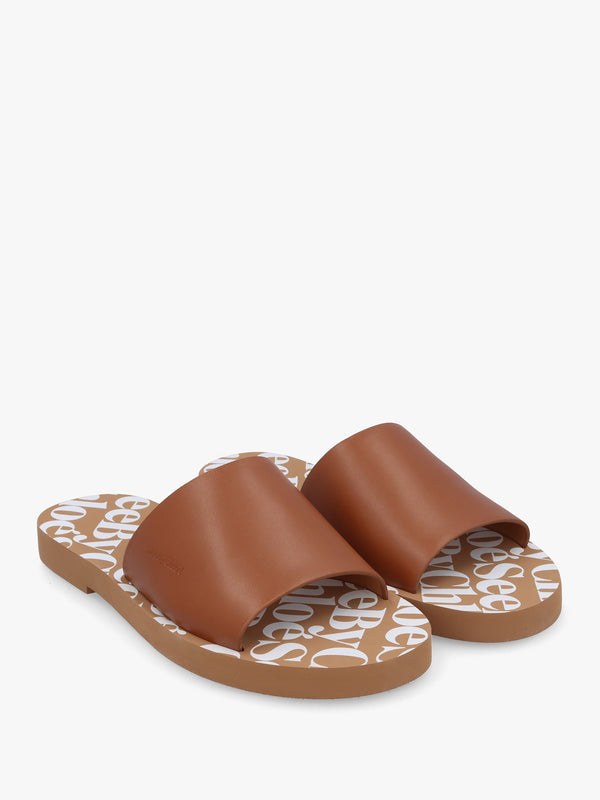 Essie Tan Leather Pool Sliders
