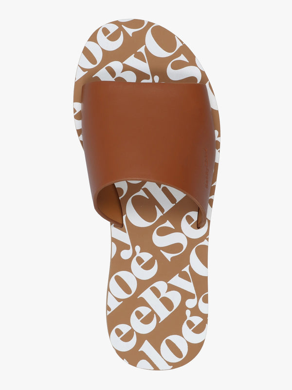 Essie Tan Leather Pool Sliders