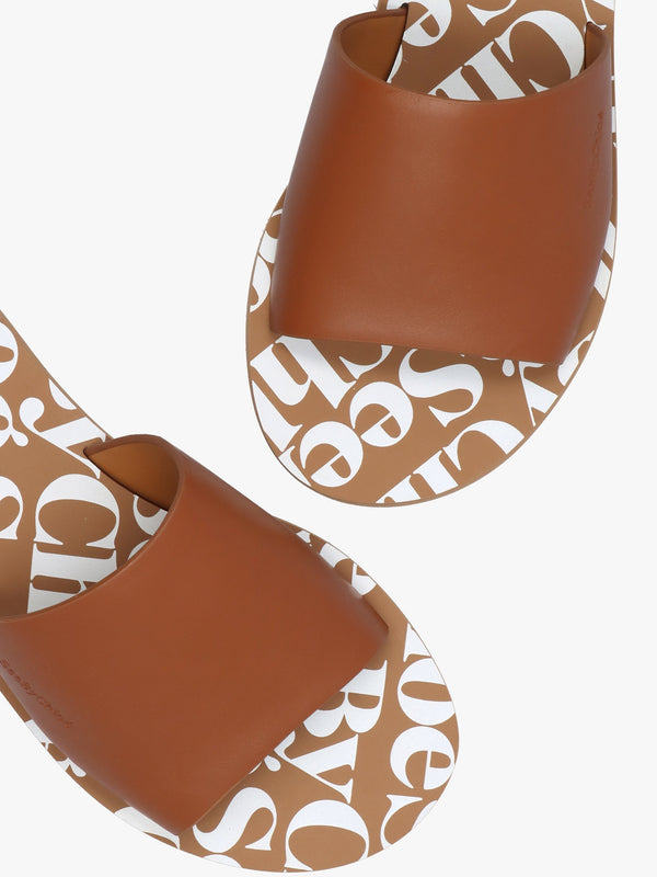 Essie Tan Leather Pool Sliders