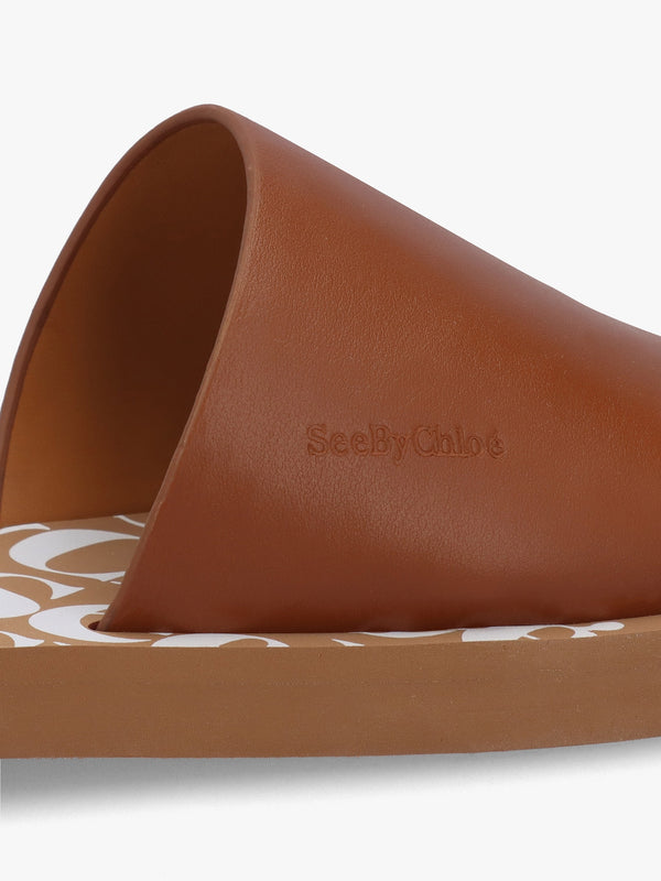 Essie Tan Leather Pool Sliders