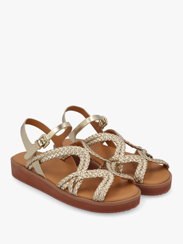 Sansa Light Gold Leather Gladiator Sandals