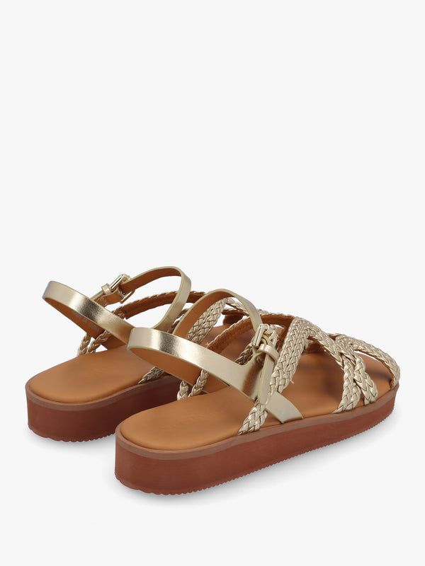 Sansa Light Gold Leather Gladiator Sandals