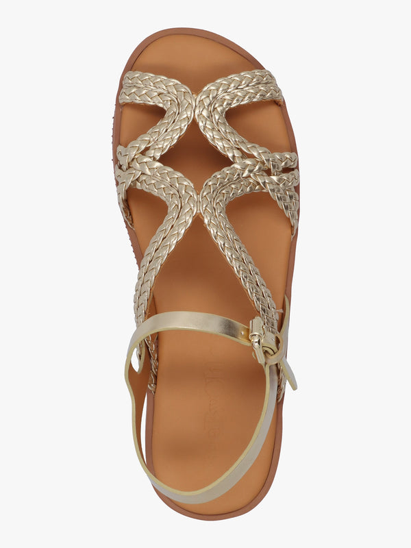 Sansa Light Gold Leather Gladiator Sandals
