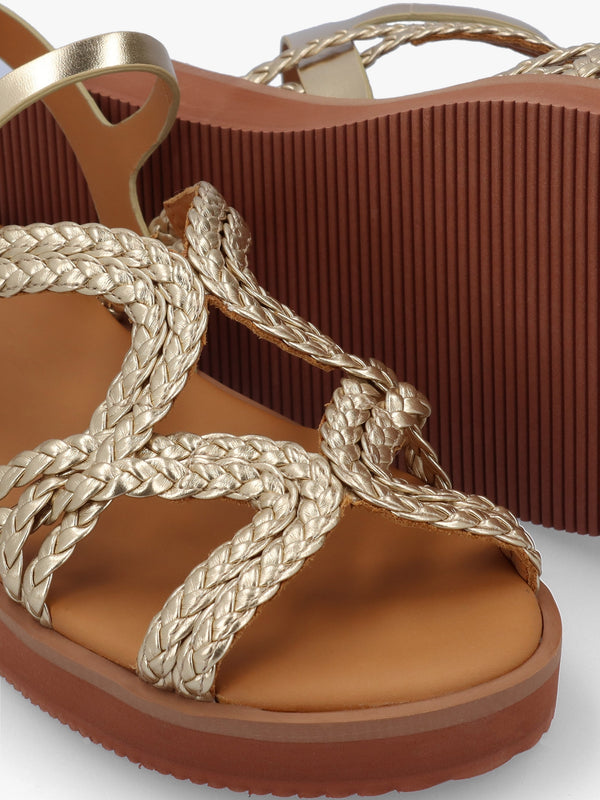 Sansa Light Gold Leather Gladiator Sandals