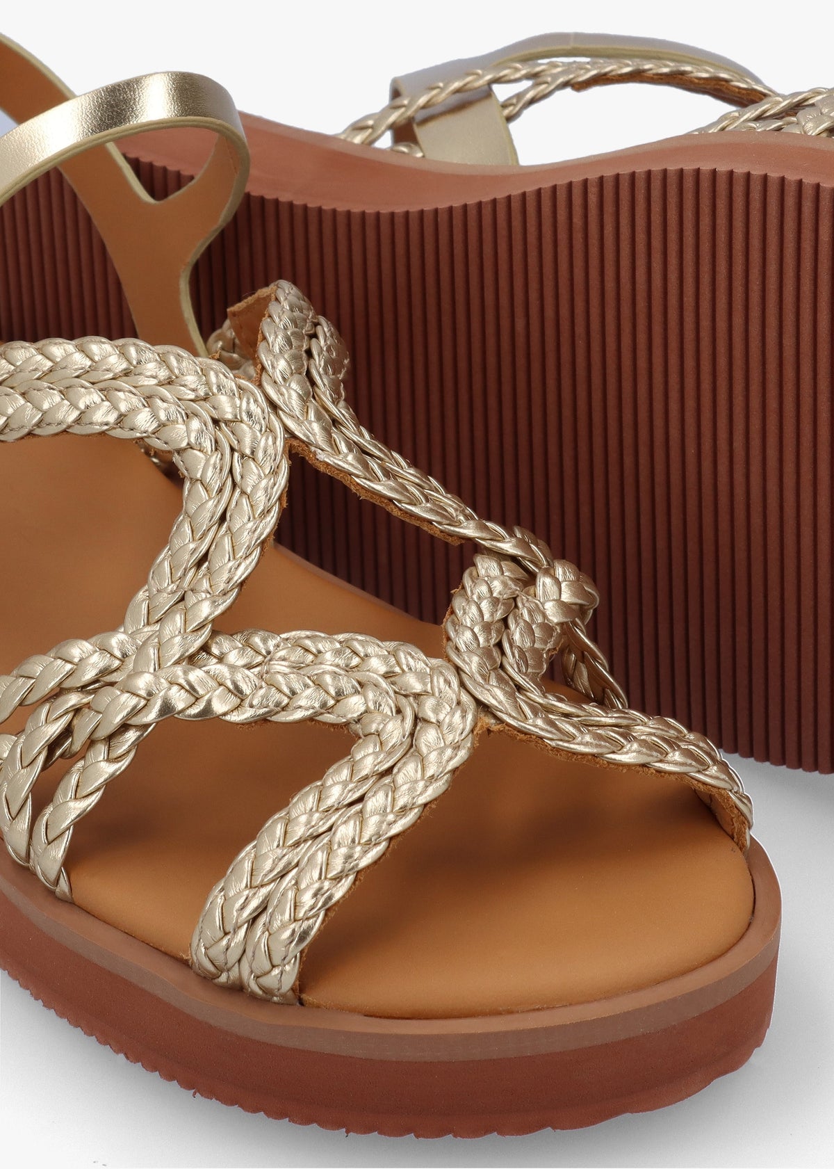 Sansa Light Gold Leather Gladiator Sandals