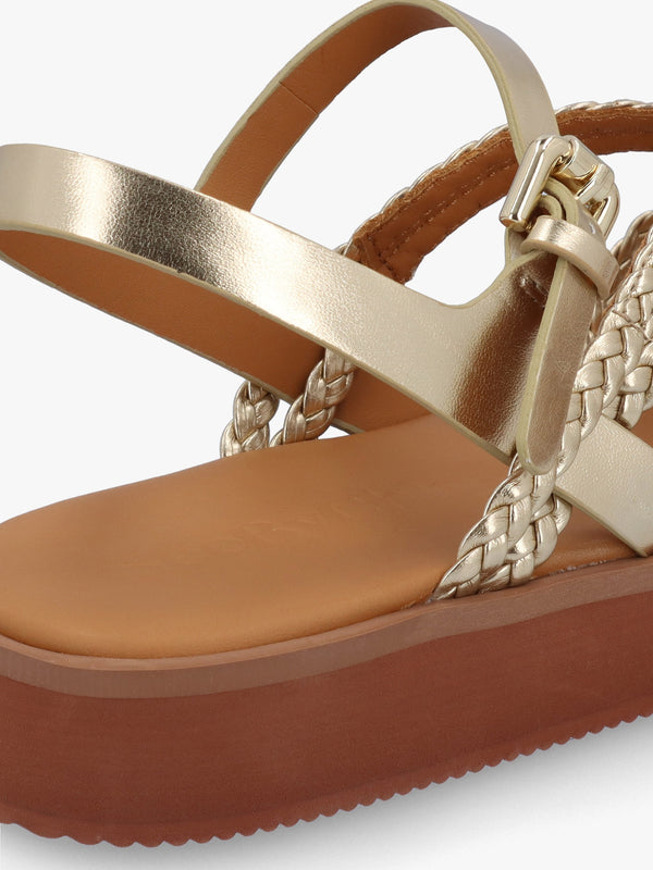 Sansa Light Gold Leather Gladiator Sandals