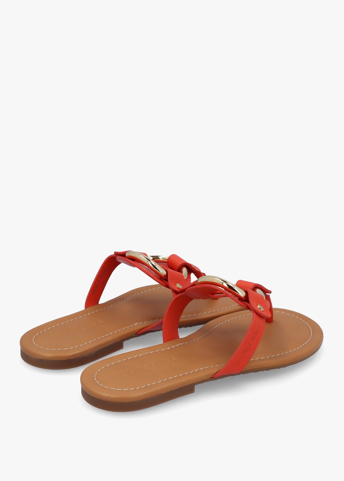 Hana Dark Orange Leather Toe Post Sandals