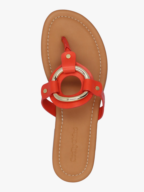 Hana Dark Orange Leather Toe Post Sandals
