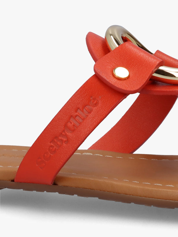 Hana Dark Orange Leather Toe Post Sandals